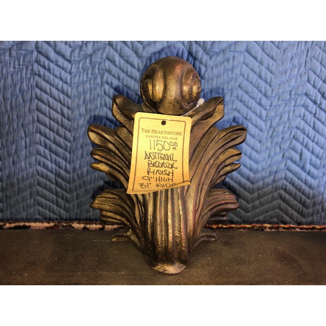 French Country Late 20th Century Bronze Finish Iron Fireplace Front For Sale - Image 3 of 7