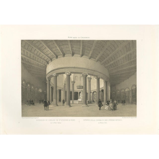 After Bayot, Interior of Santo Stefano Rotondo, Rome, 1869, Lithograph For Sale