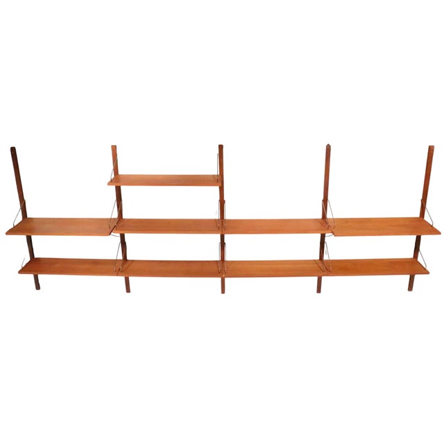Brown Mid Century Danish Modern Wall Shelf Unit After Cadovius C. 1950/60's For Sale - Image 8 of 18