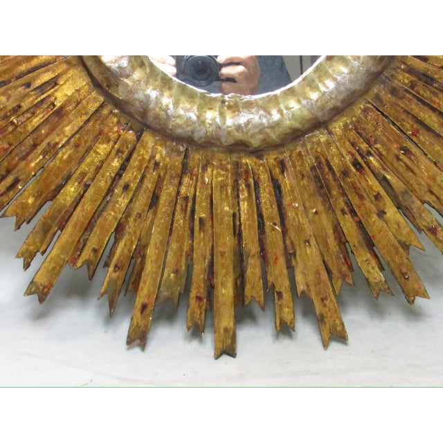 Spanish Colonial (Peruvian) Spanish Giltwood Sunburst Mirror For Sale - Image 4 of 15