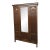 Arts & Crafts Carved Oak Wardrobe Armoire With Mirror Door, 76" For Sale