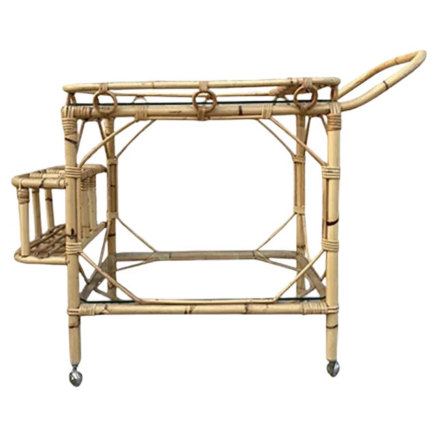 Mid-Century Bamboo Garden Tea Cart, 1950s For Sale
