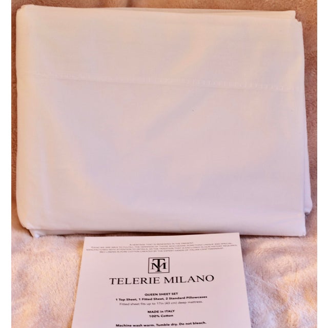 Italian Telerie Milano Italian Queen 100% Cotton Sheet Set For Sale - Image 3 of 4
