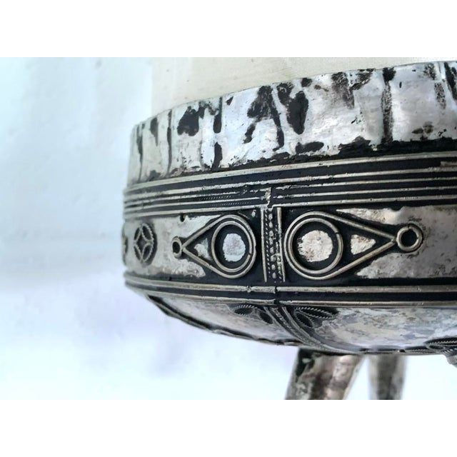 Vintage Yemeni Concertina Lantern Tinned Filigree Accordion Hanging Lamp Jeweled For Sale - Image 4 of 17