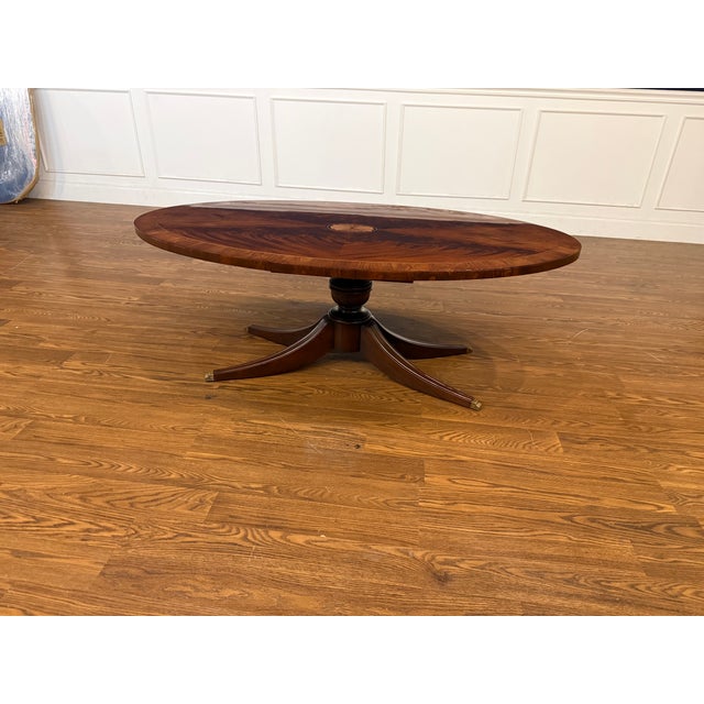Georgian Oval Mahogany Cocktail Table by Leighton Hall - Showroom Sample For Sale - Image 12 of 17