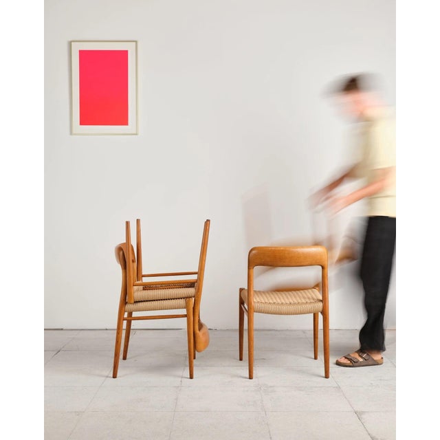 Model 75 Dining Chairs in Oak with Paper Cord Weave by Niels O. Møller for j.l. Møllers, Denmark, 1950s, Set of 4 For Sale - Image 9 of 18