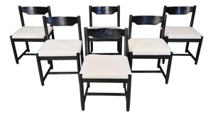 Vintage Black Wooden Dining Chairs, 1970s, Set of 6