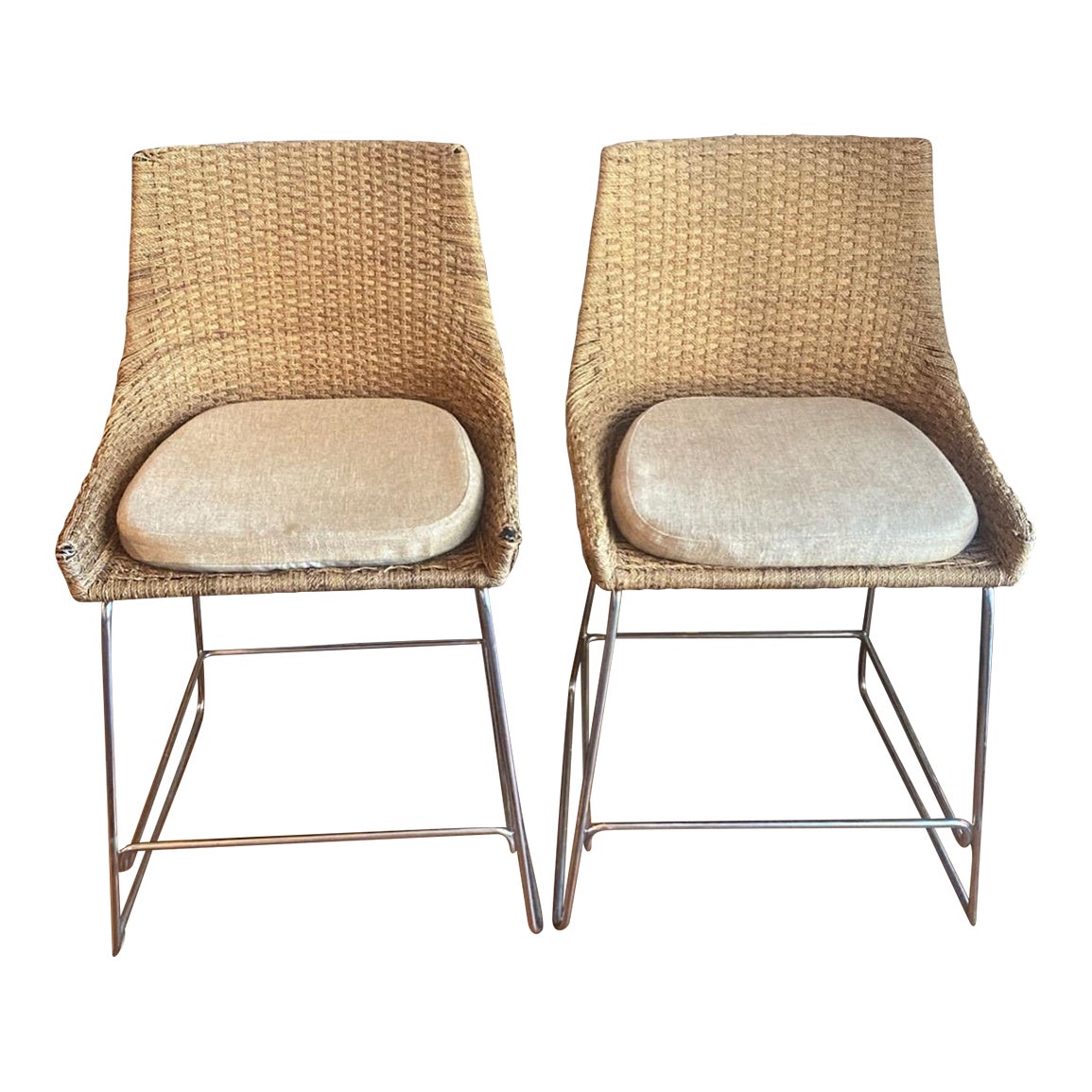 McGuire Furniture Woven Shelter Counter Stools Set of 2 Chairish