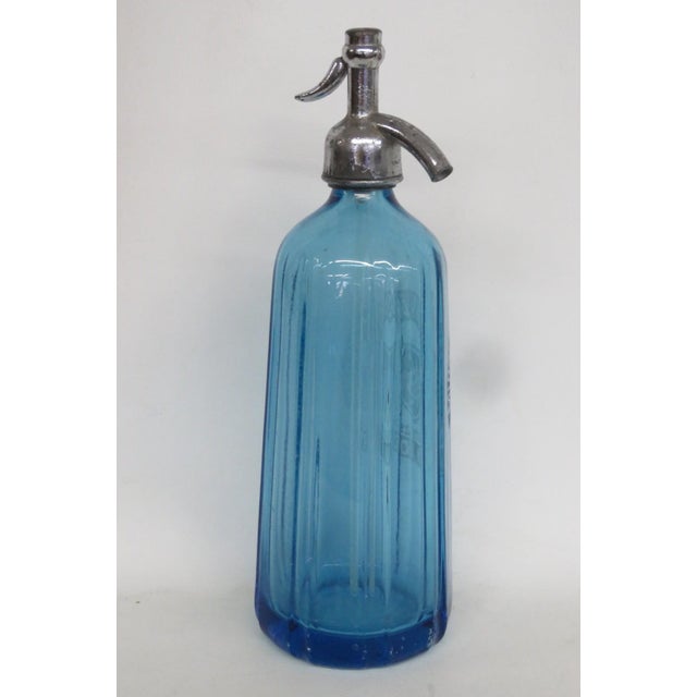 Blue Larocco Bros Blue Glass Seltzer Bottle 26 Oz Middletown Ny Made in Czech 4822b For Sale - Image 8 of 18