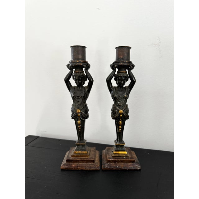 Figurative Pair of Antique Figurative Candlesticks For Sale - Image 3 of 8