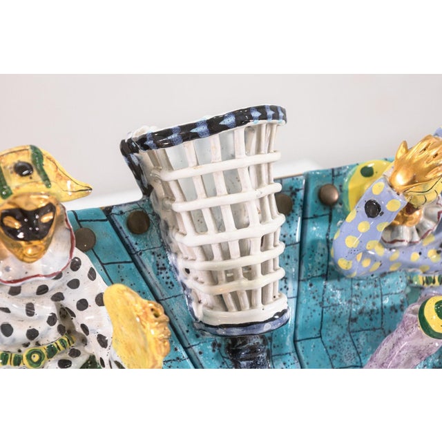 A whimsical and vibrant mid-century ceramic wall sculpture designed by Otello Rosa for San Polo, Venezia. Circa 1950s. The...