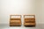 Pair of bedside tables with two drawers each, made of oak with silver-plated metal handles. Rectangular structure with a...