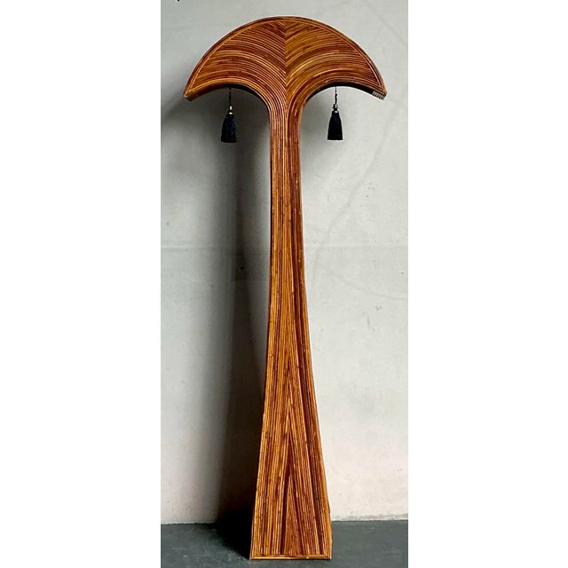 Brown Vintage Boho Pencil Reed Palm Tree After Gabriella Crespi For Sale - Image 8 of 8