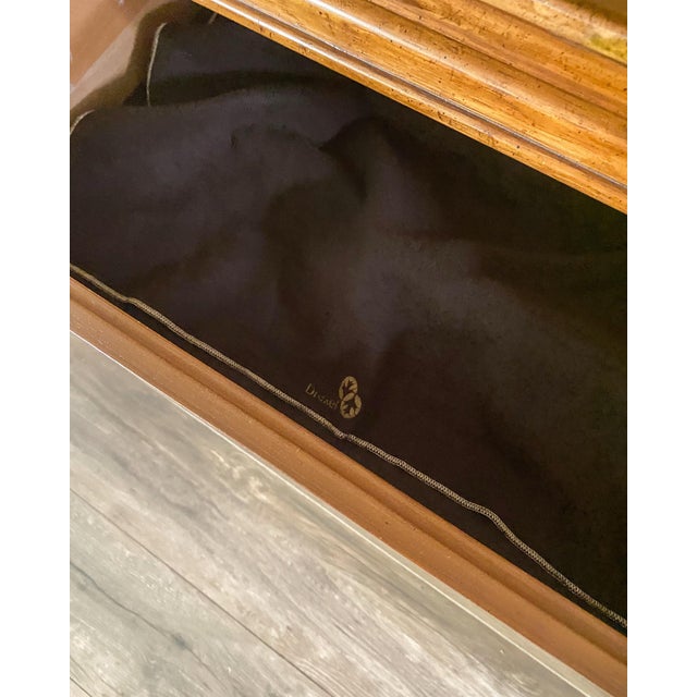 Drexel Heritage Passage Lighted China Cabinet, Campaign Style Display Hutch, 1980s For Sale - Image 9 of 13