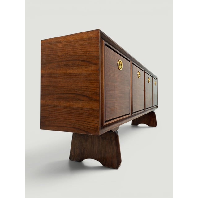 Mid-Century Modern Italian Walnut Sideboard with Brass Medallions by Paolo Buffa, 1950s For Sale - Image 15 of 18