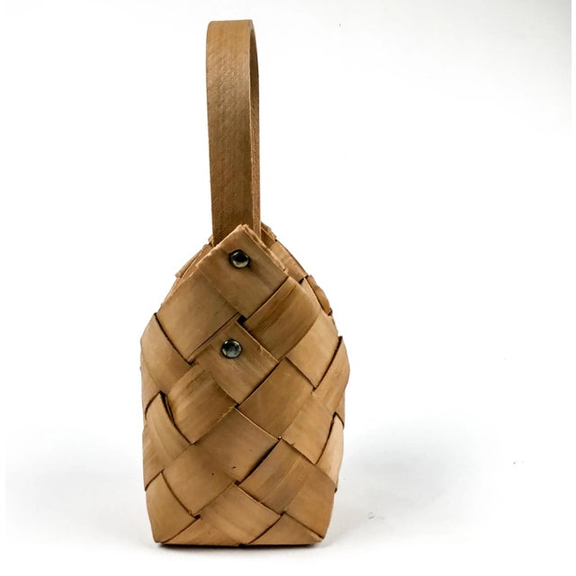 Art Deco Vintage Reed Bentwood Tall Bottle Basket France For Sale - Image 3 of 12