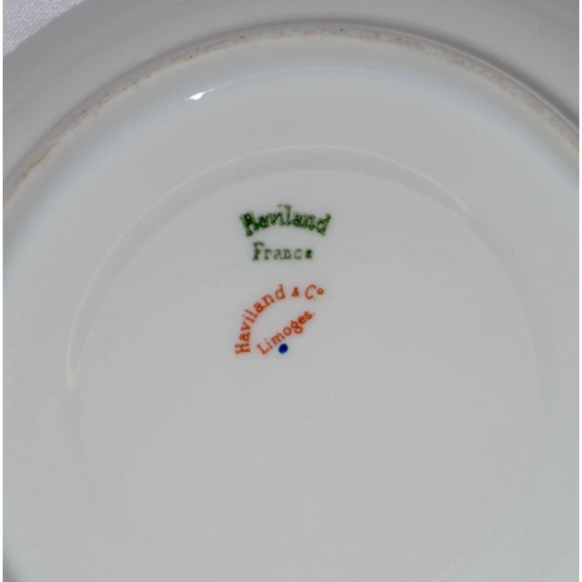 1940s Pair of Haviland & Co. Limoges France Cream Soup Bowl and Saucer Apple Blossom For Sale - Image 5 of 11