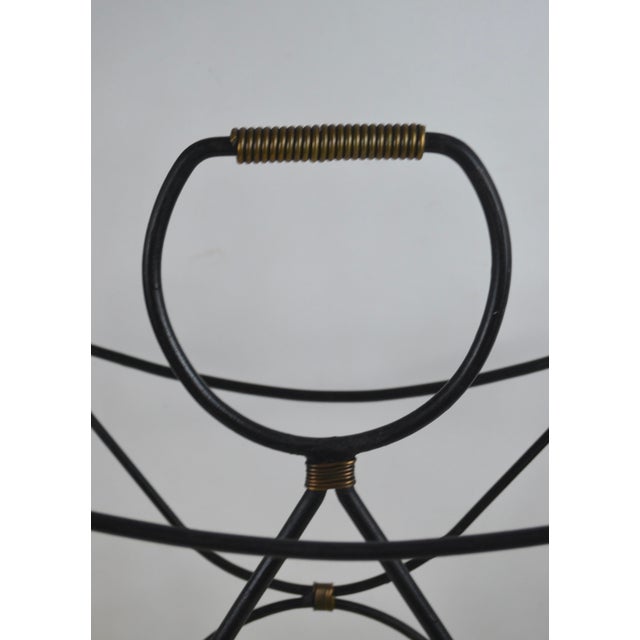1950s French Modernist Black Metal Magazine Rack attributed to Jacques Adnet, 1950s For Sale - Image 5 of 14