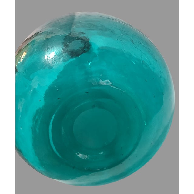 Vintage Large High Sky-Blue Recycled Glass Bottle Vase For Sale - Image 6 of 7
