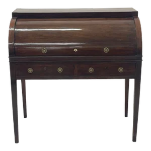Antique English Mahogany Regency Tambour Roll Top Writing Desk