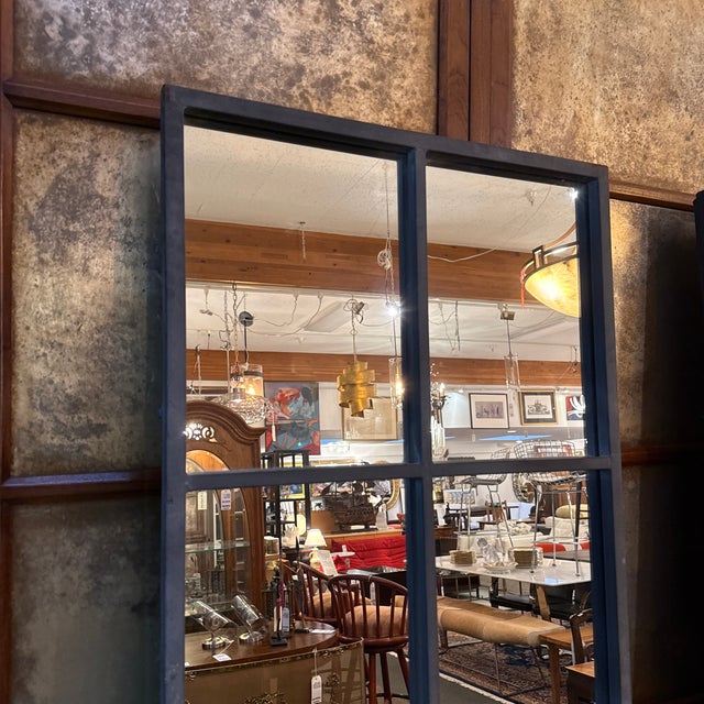 Metal Bid K Home Paned Glass Floor Mirror For Sale - Image 7 of 12