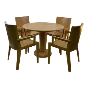 1980s Karl Springer JMF Faux Lizard Embossed Dining Table & Chairs - Set of 5