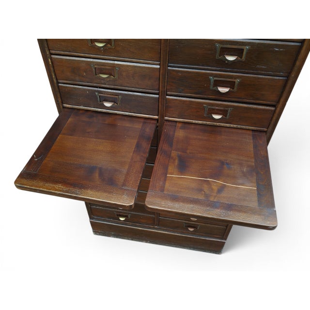 Brown Vintage Danish Industrial Archive Filing Cabinet from Silkeborg Møbelfabrik, 1920s For Sale - Image 8 of 11