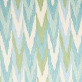 Sample- Schumacher Kashgar Velvet Ikat Fabric in Mineral & Leaf For Sale