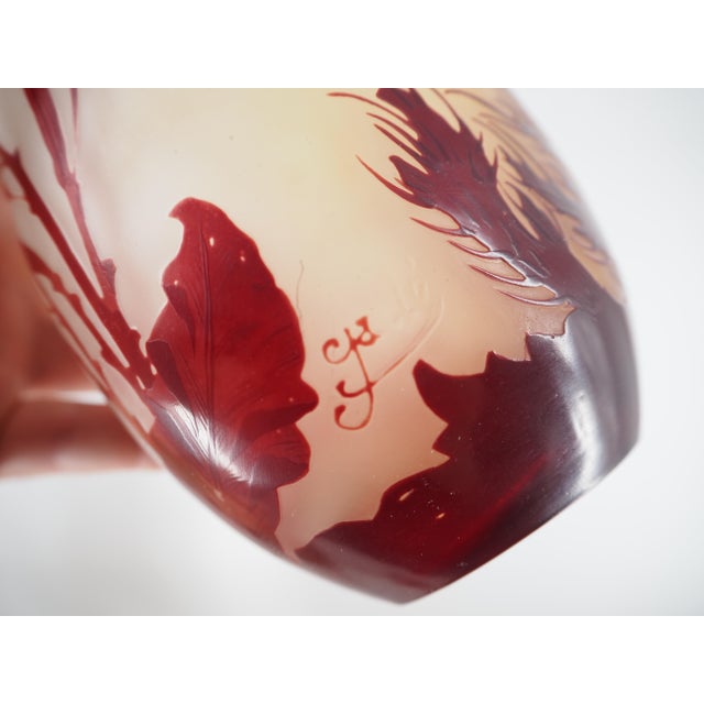 Glass Glass Paste Vase Decorated with Foliage and Buds by Émile Galle, Nancy For Sale - Image 7 of 9