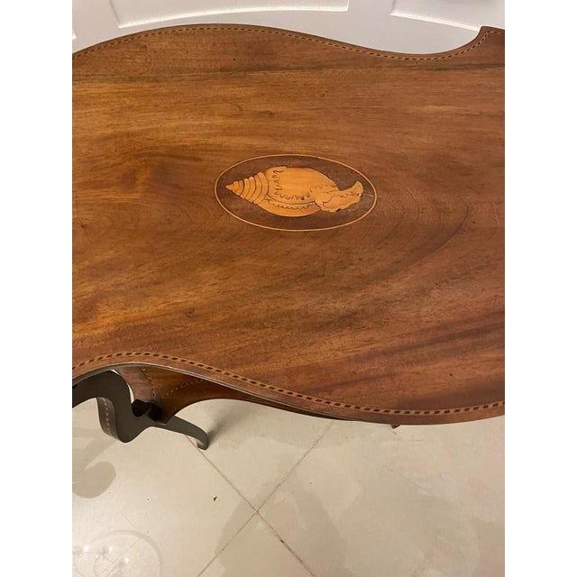 Brown Antique Edwardian Mahogany Inlaid Lamp Table, 1900s For Sale - Image 8 of 18