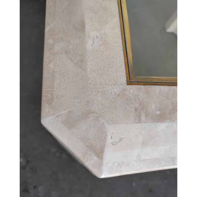 Teselated Travertine Stone Marble and Glass Side Table For Sale - Image 11 of 11
