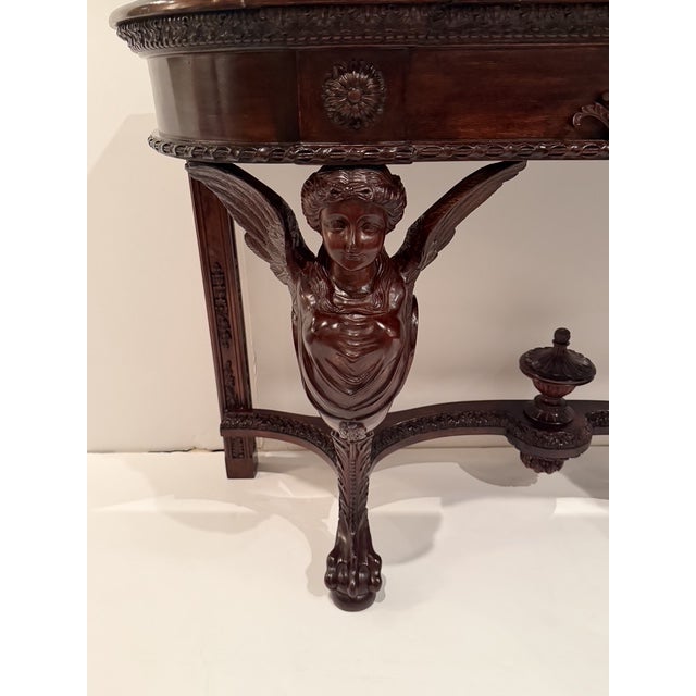 Italian Carved Wood & Onyx Highly Carved Console Table For Sale - Image 9 of 15