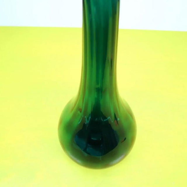 Large Vintage Green Glass Vase For Sale - Image 6 of 9