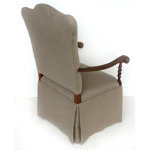 1980s Carved Barley Twist Armchair, Upholstered Seat & Back For Sale - Image 5 of 11
