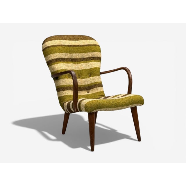 Brown Philip Arctander Style, Lounge Chair, Wool, Walnut, Denmark, 1940s For Sale - Image 8 of 11