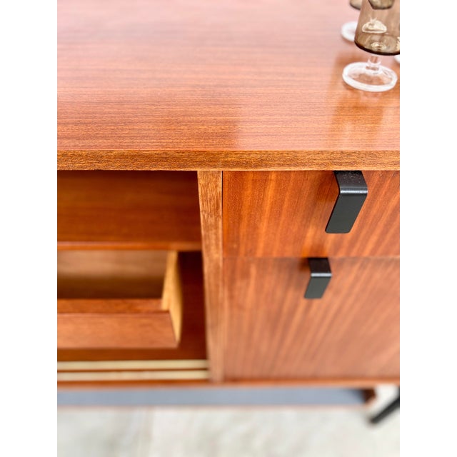 1960s Modernist Teak Sideboard with Metal Base by Alain Richard for Caminelle, 1960s For Sale - Image 5 of 18
