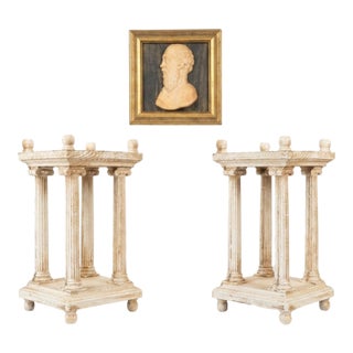 Vintage Pair of Italian Neoclassical Manner Grand Tour Revival Architectural Miniature Temples For Sale