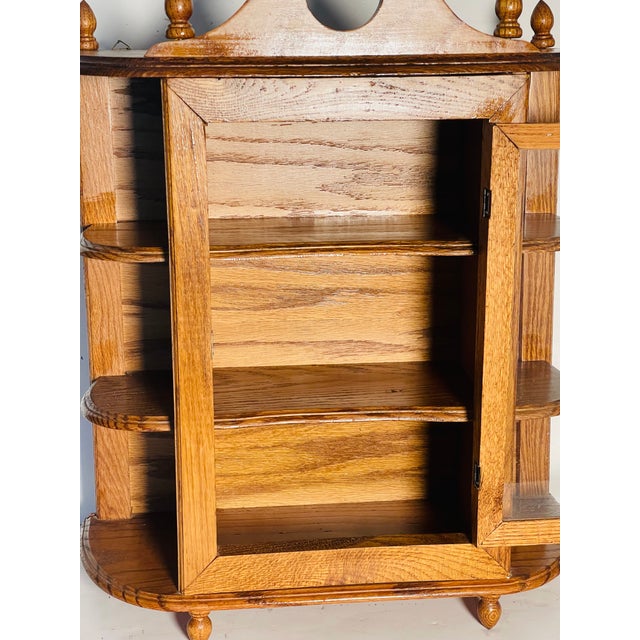 Arts & Crafts Antique Oak Multitier Wall Display Case Curio For Sale - Image 3 of 4