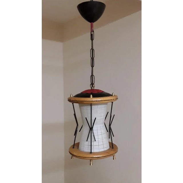 Mid-Century Modern German Pendant Lamp with Frame Maple Wood For Sale - Image 6 of 6