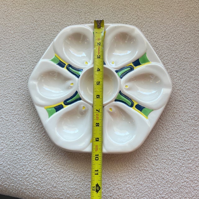 White Vintage Hand Painted Oyster Plate For Sale - Image 8 of 10