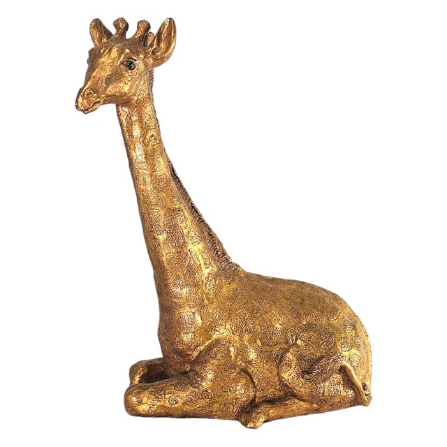 Ceramic Hollywood Regency Gilt Chalkware Giraffe Sculpture 25.5" For Sale - Image 7 of 16