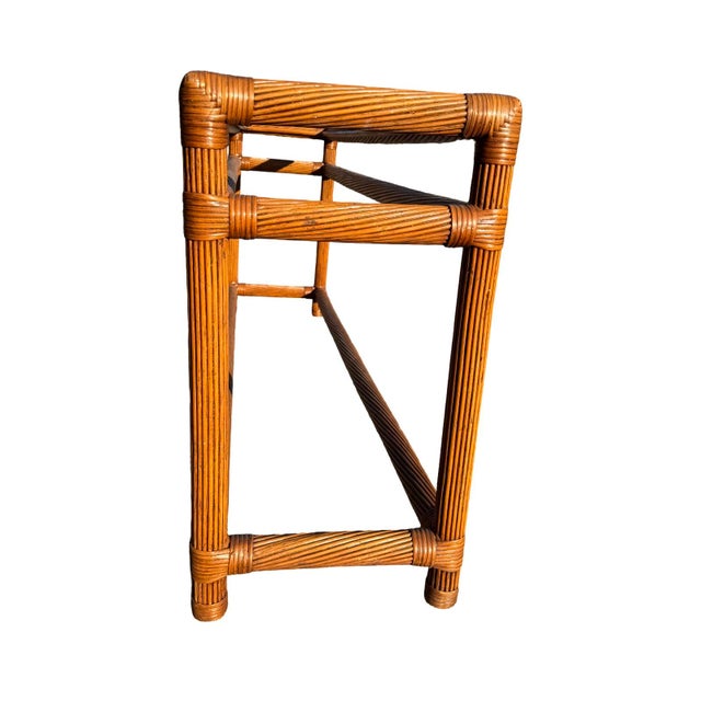 Wood Mid 20th Century Rattan and Glass Console Table For Sale - Image 7 of 7