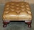 Pair of Vintage Tan Brown Leather Chesterfield Wingback Chairs With Footstools For Sale - Image 17 of 18