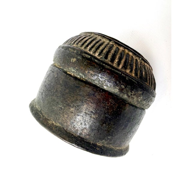 Antique Islamic Berber Copper Henna Box with Fluted Lid, 1890s For Sale - Image 4 of 10