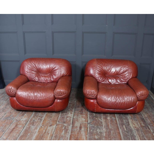 Lounge Chairs in Leather by Sapporo for Mobil Girgi, Italy, 1970s, Set of 2 For Sale - Image 17 of 18