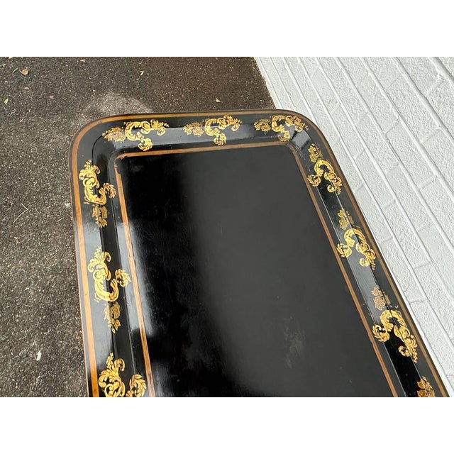 Vintage English Chinoiserie Paper Marche Style Tray Table or Coffee Table For Sale - Image 10 of 13