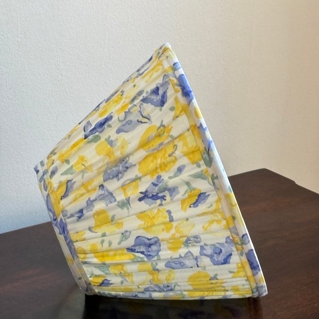 Shabby Chic 1990s Gathered Pleated Floral Cotton Lamp Shade For Sale - Image 3 of 11