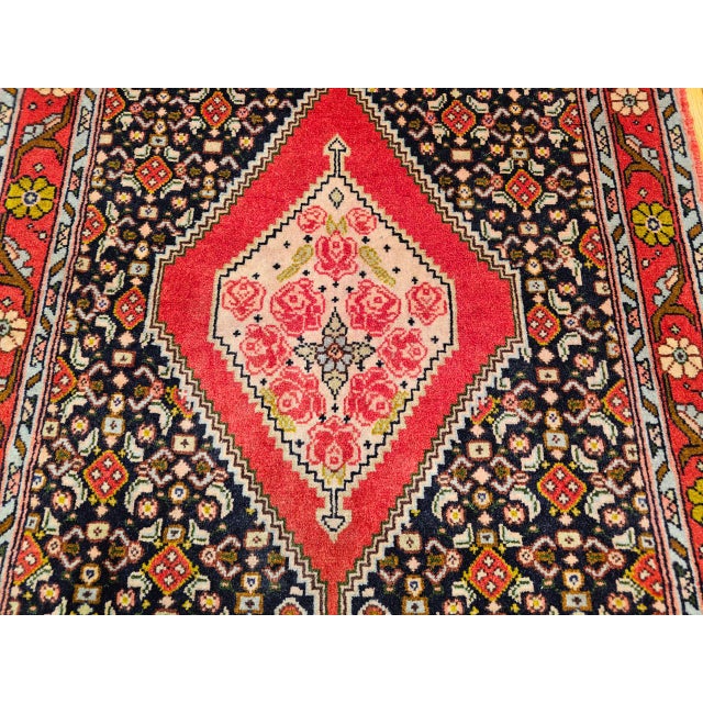 Vintage Persian Bidjar Runner, Hand-Knotted Wool, Geometric Pattern, Navy & Red, 3x10 For Sale - Image 13 of 15