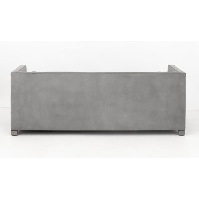 Modern Gray Leather Upholstered 3-Seat Sofa For Sale In New York - Image 6 of 6