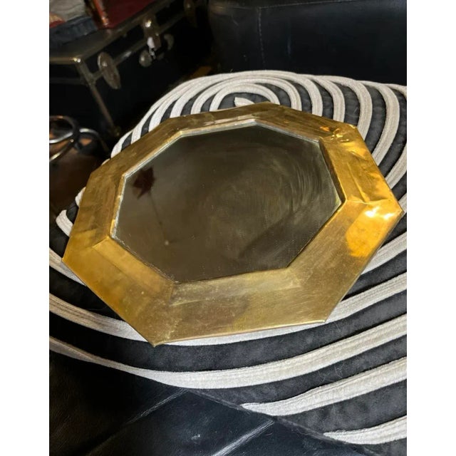 Metal MCM Brass Wrapped Octagon Mirror For Sale - Image 7 of 8